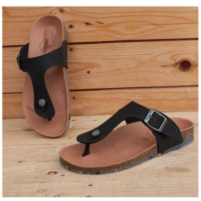 Shoezuu Vegan Vegane Toe Post Zehentrenner Sandalen schwarz