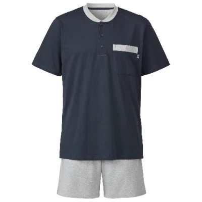 Shorty Pyjama aus reiner Bio-Baumwolle, nachtblau