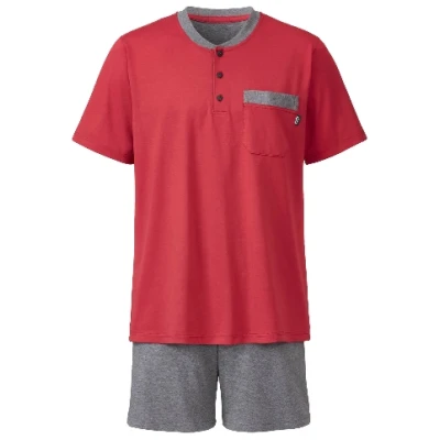 Shorty Pyjama aus reiner Bio-Baumwolle, weinrot