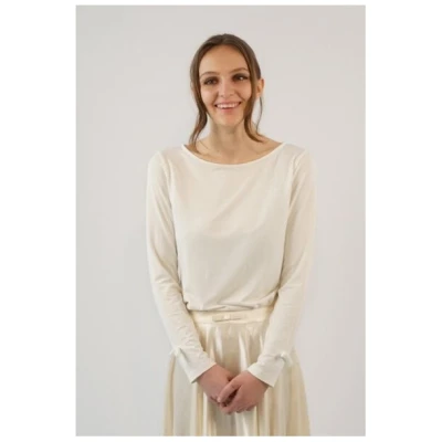 SinWeaver alternative fashion Brautoberteil schlicht langarm mit Zierschleifen