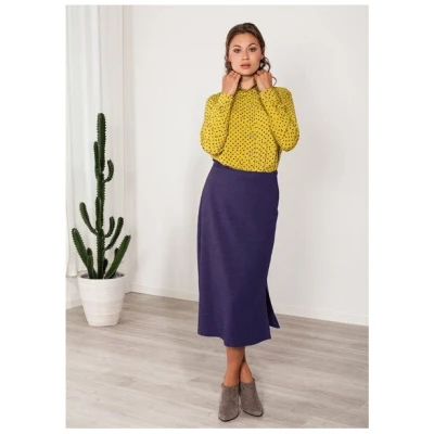 SinWeaver alternative fashion Langer Rock Leinen Maxirock grau oder blau