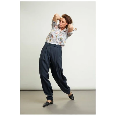 Skrabak Damen Bundfaltenhose aus Bio-Baumwolle "Bert" dunkelblau