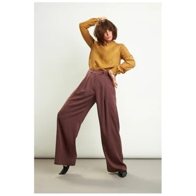 Skrabak Damen Bundfaltenhose aus Lyocell Twill "Vic" in rotbraun