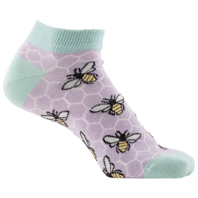 Sneaker Socken Biene, violett / hellblau, Gr. 43-46