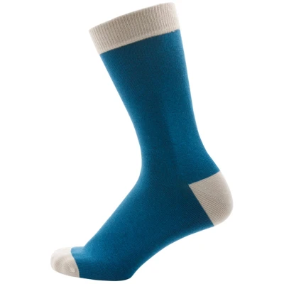 Socken uni blau / beige Größe 35-38