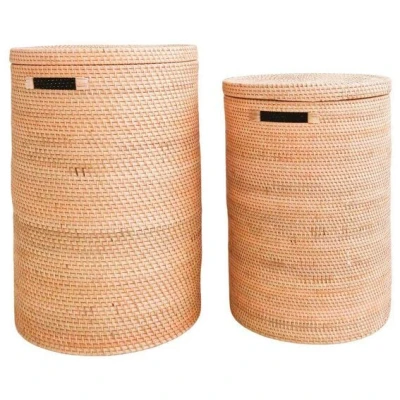 Soeji Wäschekorb mit Deckel, Aufbewahrungskorb aus Rattan SARI