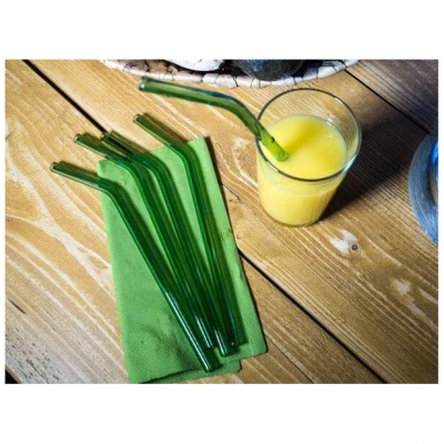 Soulcover 5 x Glashalme Trinkhalme aus Glas gebogen