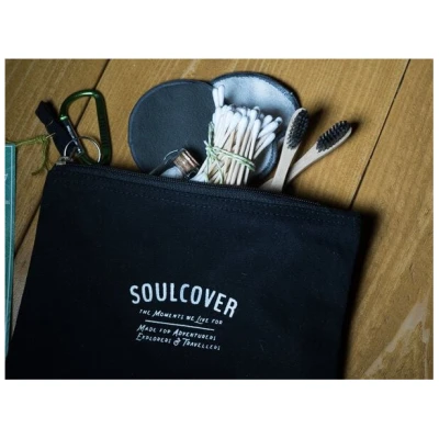 Soulcover FAIRREISEN Hygiene Reisetasche Kulturtasche mit Reißverschluss Bio Baumwolle 22 x 17 cm