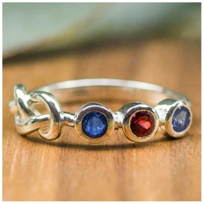 Spirit of Island 925 Silber Ring | Tansanit, Kyanit & Granat