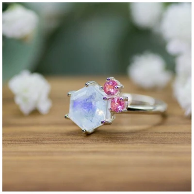 Spirit of Island Ring in Sterling Silber | Mondstein & Pinker Turmalin