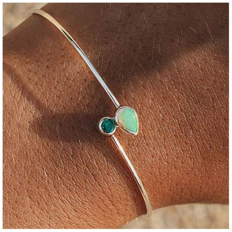 Spirit of Island Silber Armreifen | Opal & Smaragd