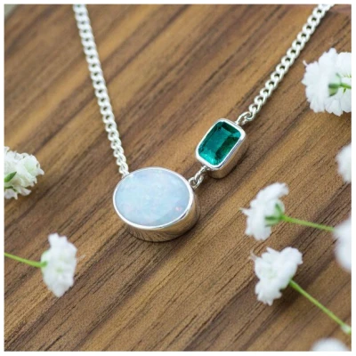 Spirit of Island Silber Halskette | Opal trifft Smaragd