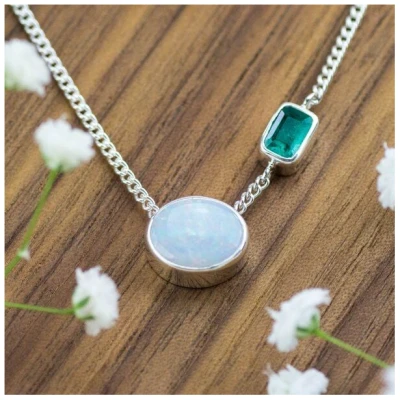 Spirit of Island Silber Halskette | Opal trifft Smaragd