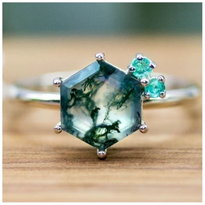 Spirit of Island Silber Ring "Hidden Forest" | Moosachat & Smaragd