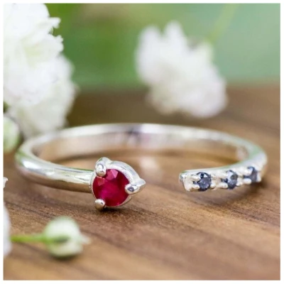 Spirit of Island Silber Ring | Rubin & Diamanten