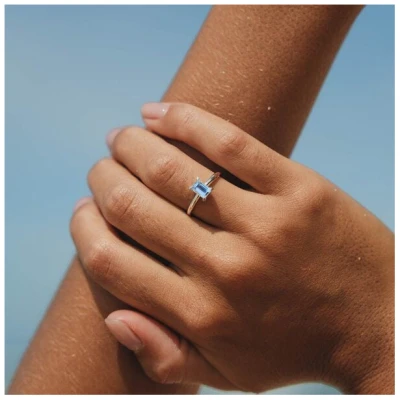 Spirit of Island Silber Solitär Ring "Surfing Aquamarin" |Blauer Aquamarin Edelstein