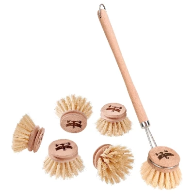 Spülbürste mit Wechselköpfen, Set, natur