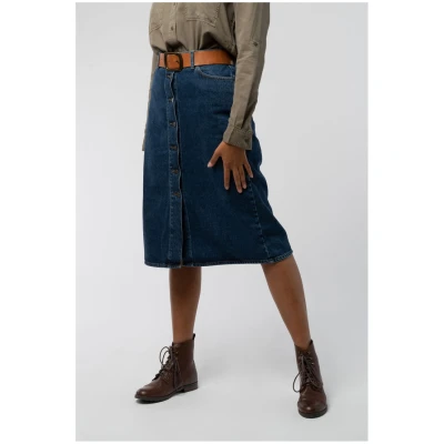 Stacey Denim Midi Rock aus Bio Baumwolle, Baumwolle
