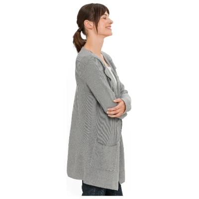 Strickmantel aus Bio-Merinowolle und Bio-Baumwolle, silbergrau 36/38