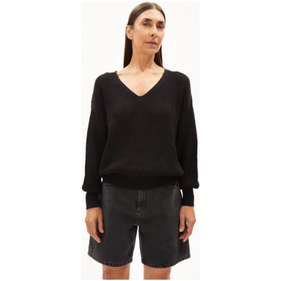 Strickpullover Ranaa Crochet Lino Schwarz