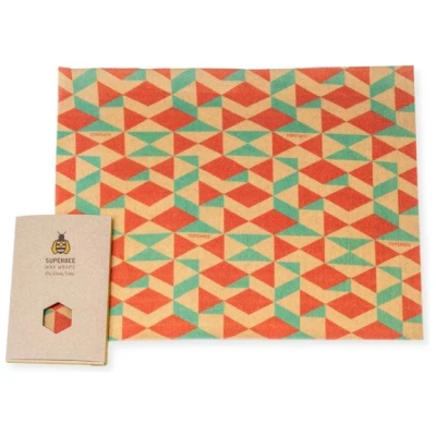 SuperBee Bienenwachstuch XXL 40 cm x 50 cm - die nachhaltige und flexible Alternative zu Plastik - verschiedene Designs
