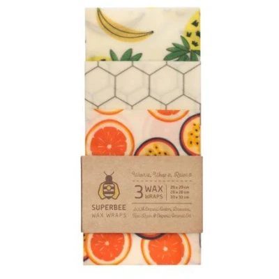 SuperBee Bienenwachstücher Suprise-Set / Überraschungsdesign - die nachhaltige Alternative zu Plastik