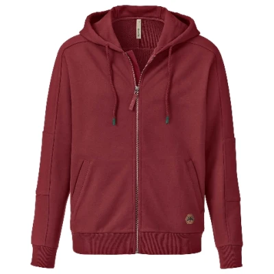 Sweat-Kapuzenjacke aus reiner Bio-Baumwolle, rubin