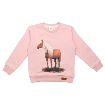 Sweatshirt Baby Rosa Bio - Walkiddy Beauty Horses, GOTS zertifiziert, umweltfreundlich, 95% Baumwolle, langlebig, Edition Pullover & Jäckchen, nachhaltige Mode.