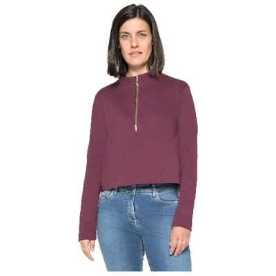 Sweatshirt aus Bio-Baumwolle mit Reißverschluss, rubin 36/38