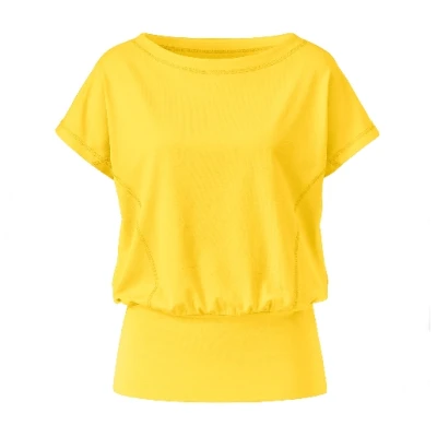 T-Shirt mit breitem Saum aus Bio-Baumwolle, gelb 36