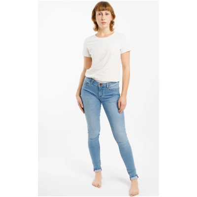 TORLAND Damen vegan Skinny Jeans Rosa Hell Indigoblau