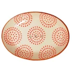 TRANQUILLO Ovale Seifenschale aus Steinzeug mit bunten Mustern 14 cm
