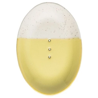 TRANQUILLO Ovale Seifenschale aus Steinzeug mit bunten Mustern 14 cm