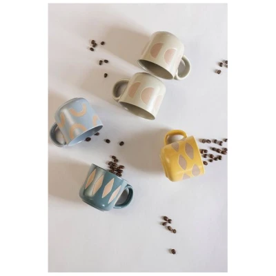 TRANQUILLO Tasse Art Deco aus Steinzeug 4 Varianten 400 ml