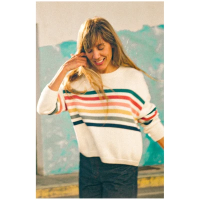 TWOTHIRDS Damen vegan Pullover Padda Regenbogen Streifen
