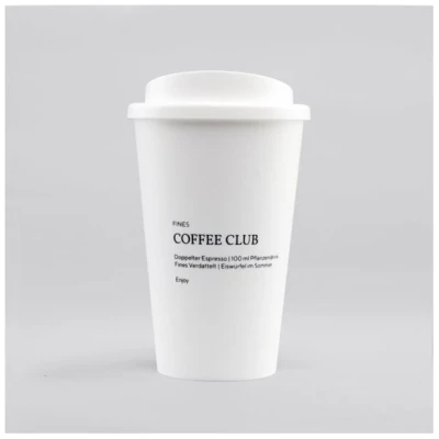 Tante Fine Becher To Go COFFEE CLUB * weiß mit Schraubdeckel * Thermobecher