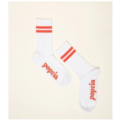 Tennissocken weiß/natur "popeia" mit Streifen