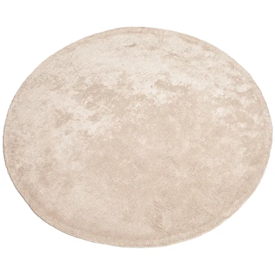 Teppich Bio-Baumwolle rund taupe Durchmesser 114 cm, Höhe 1,5 cm