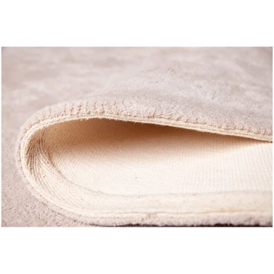 Teppich Bio-Baumwolle rund taupe Durchmesser 114 cm, Höhe 1,5 cm