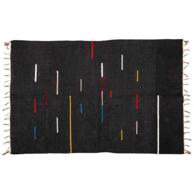 Teppich schwarz, bunte Streifen, 60x90cm