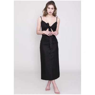 The Annie - Linen Crop Top - Black