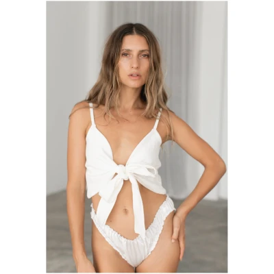 The Annie - Linen Crop Top - White