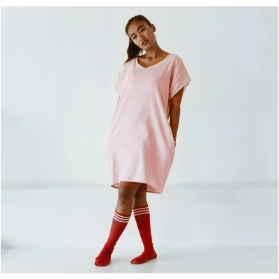 The Driftwood Tales Damen vegan Kleid Oversize T-Shirt Rosa