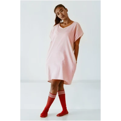 The Driftwood Tales Damen vegan Kleid Oversize T-Shirt Rosa