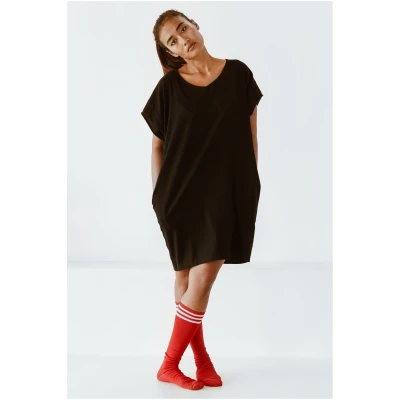 The Driftwood Tales Damen vegan Kleid Oversize T-Shirt Schwarz