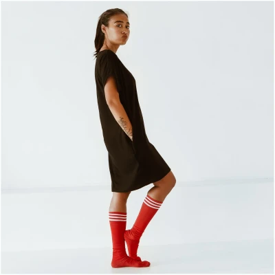 The Driftwood Tales Damen vegan Kleid Oversize T-Shirt Schwarz