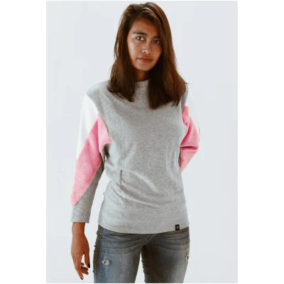 The Driftwood Tales Damen vegan Sweatshirt Amy Grau Rosa Weiß