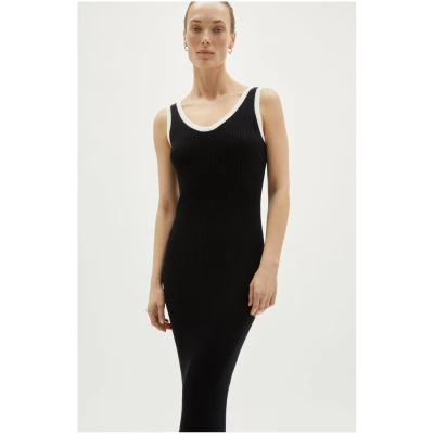 The Organic Cotton Ribbed Tank Dress - Black