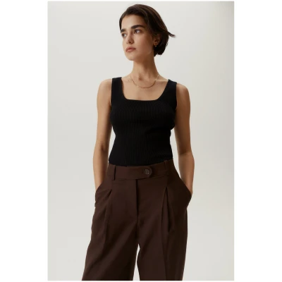 The Organic Cotton Ribbed Tank Top - Black