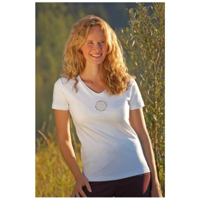 The Spirit of OM T-Shirt Blume des Lebens Weiß